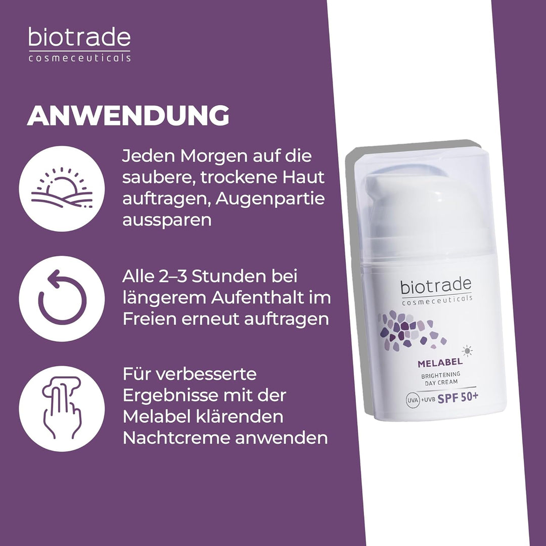 Melabel Aufhellende Tagescreme mit SPF 50+ 50ml Hellt Dunkle Flecken auf der Haut auf Gleicht den Ha