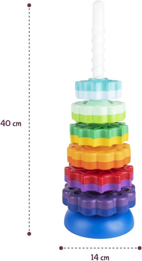 FANCY 40 cm gross Stapelturm Baby Kinderspielzeug ab 1 2 3 Jahre Farbring Pyramide mit Spiralgewinde