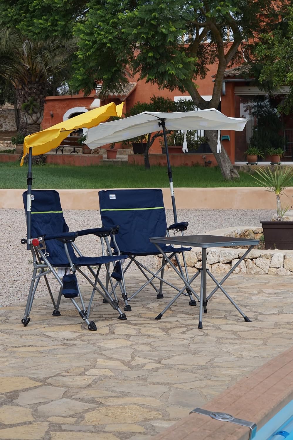 Mit Fächerschirm WEIS + GELB - Camping Reise -Set Holly&