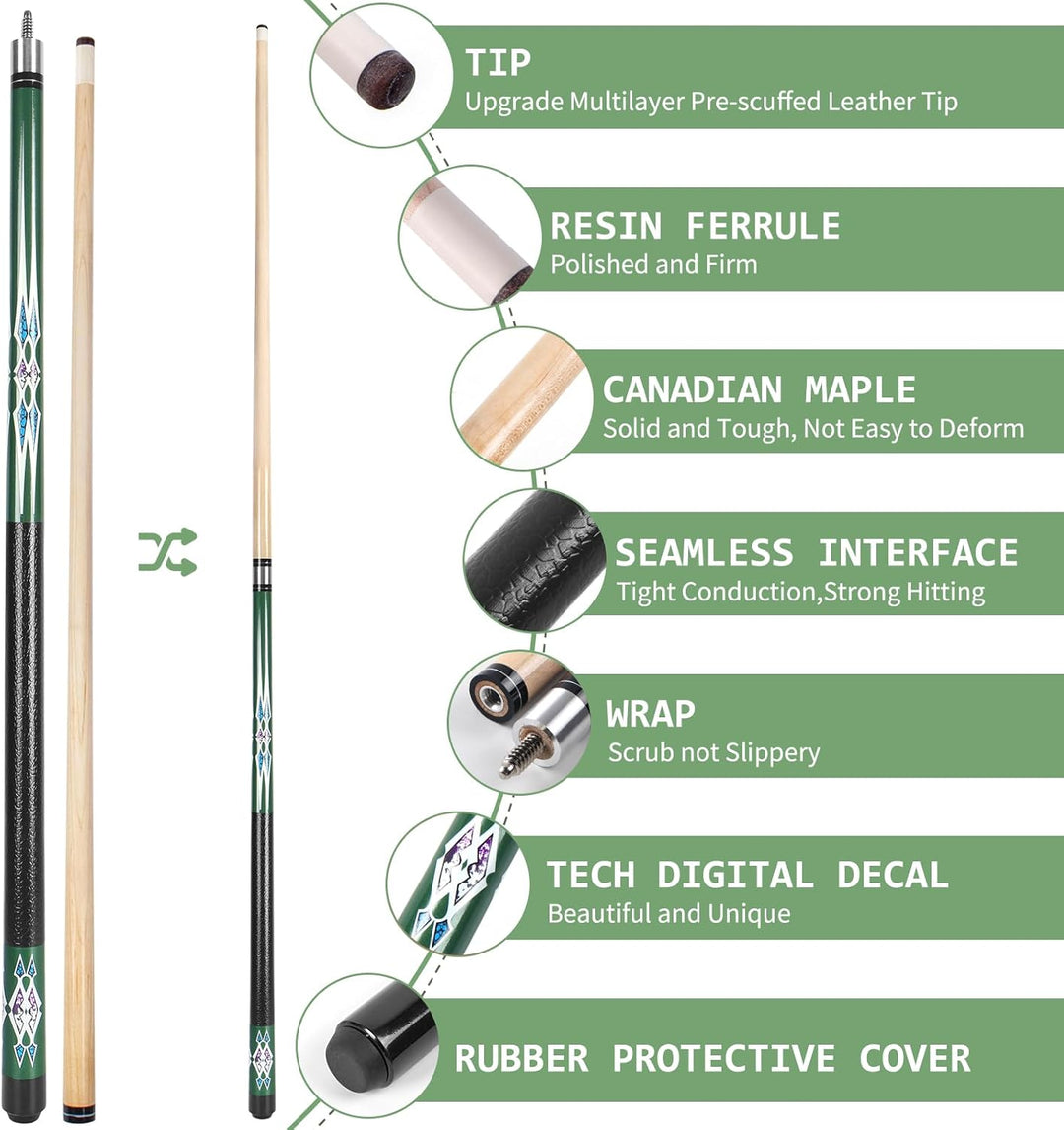Kmise Billard-Stick-Set, 147 cm, Billard-Queue-Stick, Snooker-Spiel, Billard-Sticks für Männer, prof