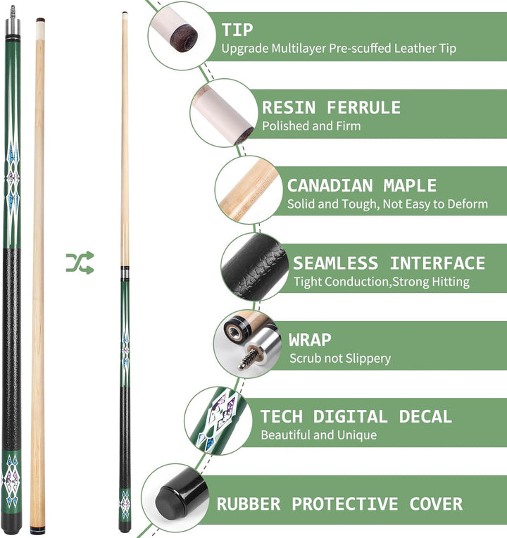 Kmise Billard-Stick-Set, 147 cm, Billard-Queue-Stick, Snooker-Spiel, Billard-Sticks für Männer, prof