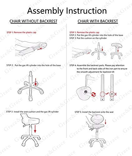 Grace&Grace Sattelhocker Sattelstuhl Sattel Rollhocker Drehhocker mit Rollen Höhenverstellbar Arbeit