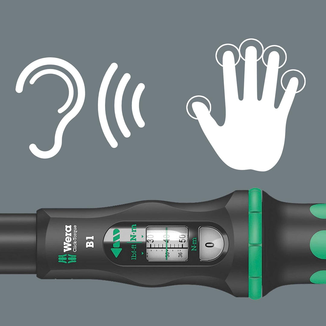 Wera 05075610001 Click-Torque B 1 Drehmomentschlüssel mit Umschaltknarre Schwarz, Grün 3/8", 10-50 N