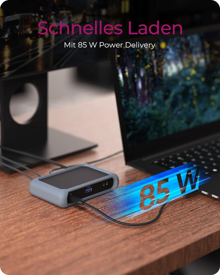 ICY BOX Thunderbolt 4 Mini Dock/HUB (5-in-1) für 2 Monitore (4k 60Hz) oder 1 Display (8k 30Hz), 85W