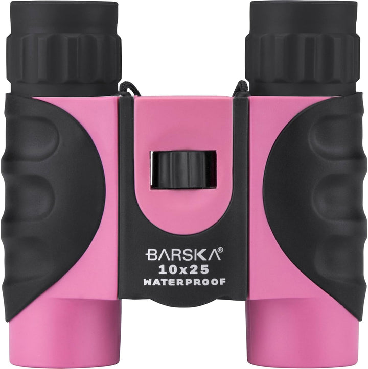 BARSKA 10x25 wasserdichtes Fernglas Pink-Schwarz, Pink-Schwarz