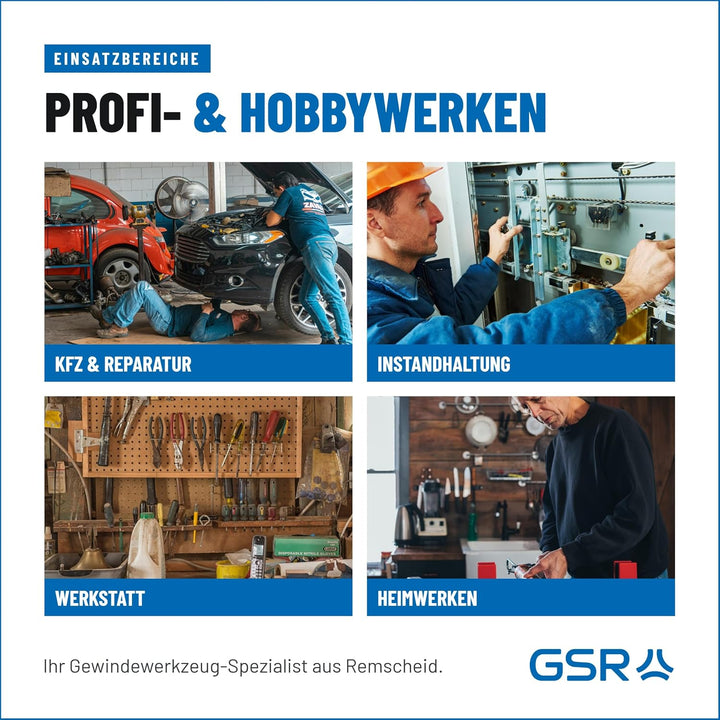 GSR Profi Hand-Gewindeschneider Set, 40-teilig, Gewindebohrer Set M3-M12, Mit Gewindebohrer &amp; Schnei