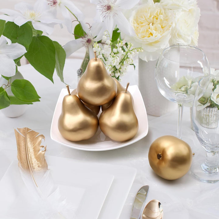 Meiwlong 6 PCS Künstliche Realistisch Birne Gefälscht Lebensecht Anzeige Dekoration Golden Geburtsta