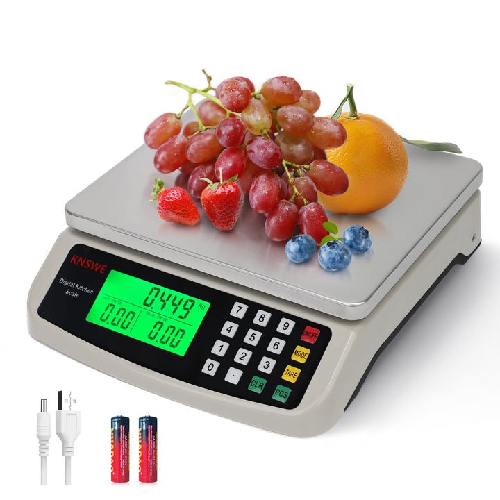 Waage Küchenwaage Gross Edelstahl Digitalwaage 40kg zum Gastronomie Messen von Fleisch Wurst so Weit