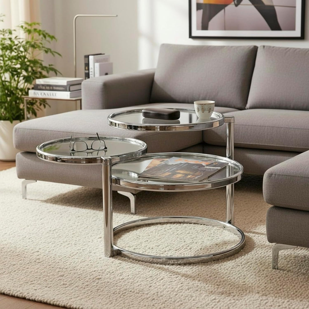 HAKU Möbel Couchtisch, Metall, chrom, B 58-140 x T 50 x H 43 cm, Chrom