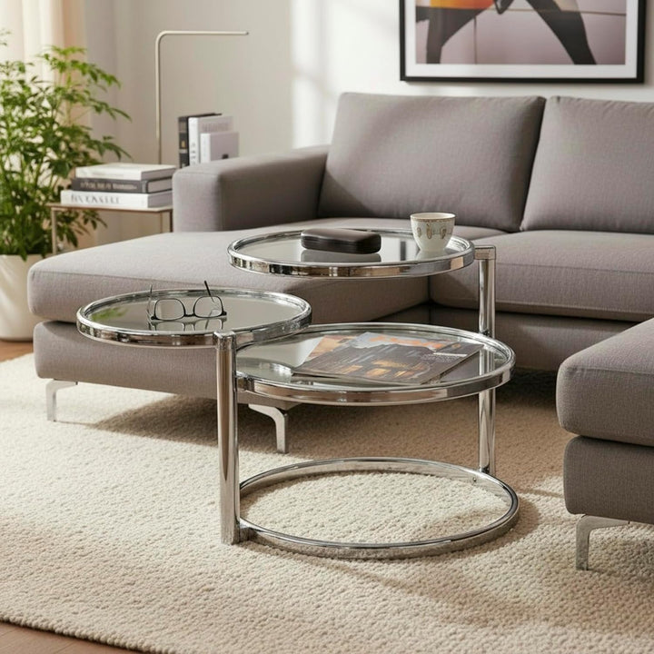 HAKU Möbel Couchtisch, Metall, chrom, B 58-140 x T 50 x H 43 cm, Chrom