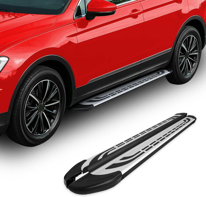 OMAC Trittbretter Seitenschweller kompatibel mit Ford Kuga St Line 2013-2020 Silber Schwarz 2X FABA