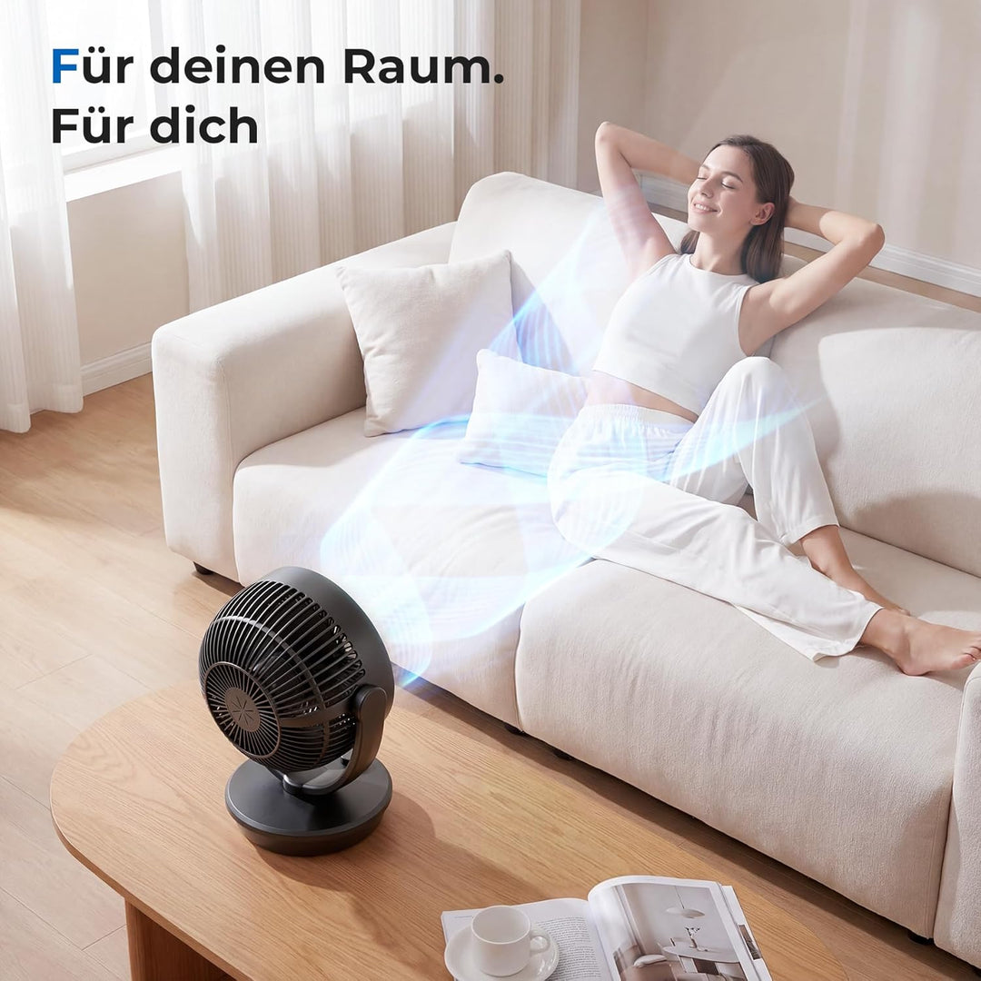 Ateroll Ventilator Leise, Tischventilator, 3D Turbo-Luftzirkulator mit 3 Geschwindigkeitsstufen, 130