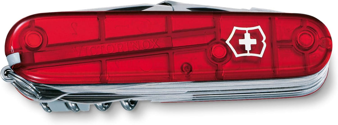 Victorinox Taschenmesser Swiss Champ (33 Funktionen: Metallfeile, Mini-Schraubendreher) rot Rot Tran