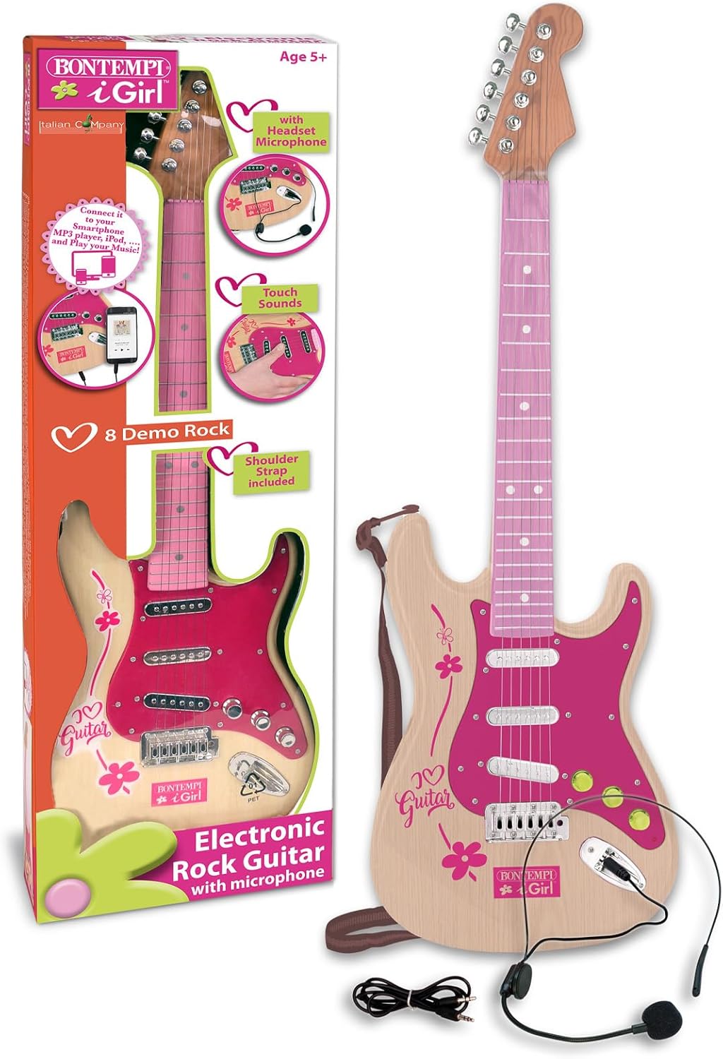 Bontempi 24 1371 1310-Elektronische Gitarre Rock, Rosa, Rosa