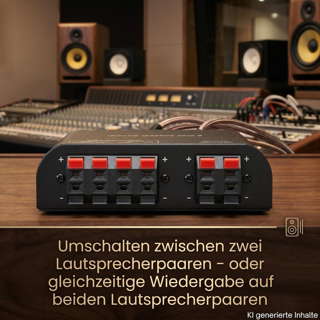 TronicXL Lautsprecher Umschaltbox Umschalter für 2 Lautsprecherpaare Stereo 2fach Analog Audio Schal