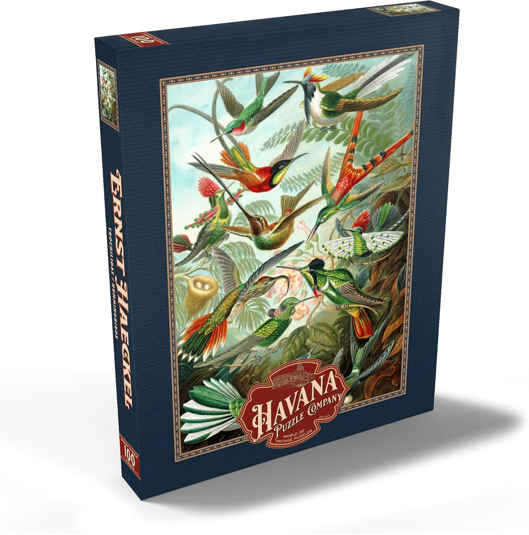 MyPuzzle Hummingbirds and Trochilidae (Kolibris), Vintage Art Poster, Ernst Haeckel - Premium 100 Te