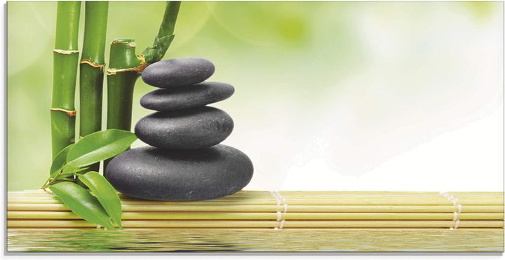ARTland Glasbilder Wandbild Glas Bild einteilig 60x30 cm Querformat Asien Wellness Zen Spa Steine Ba