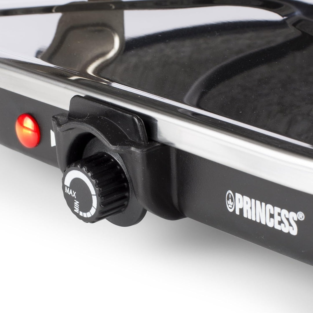 Princess ovaler Raclette-Stein Grill, 1200 Watt, regelbarer Thermostat, für 8 Personen, antihaftbesc