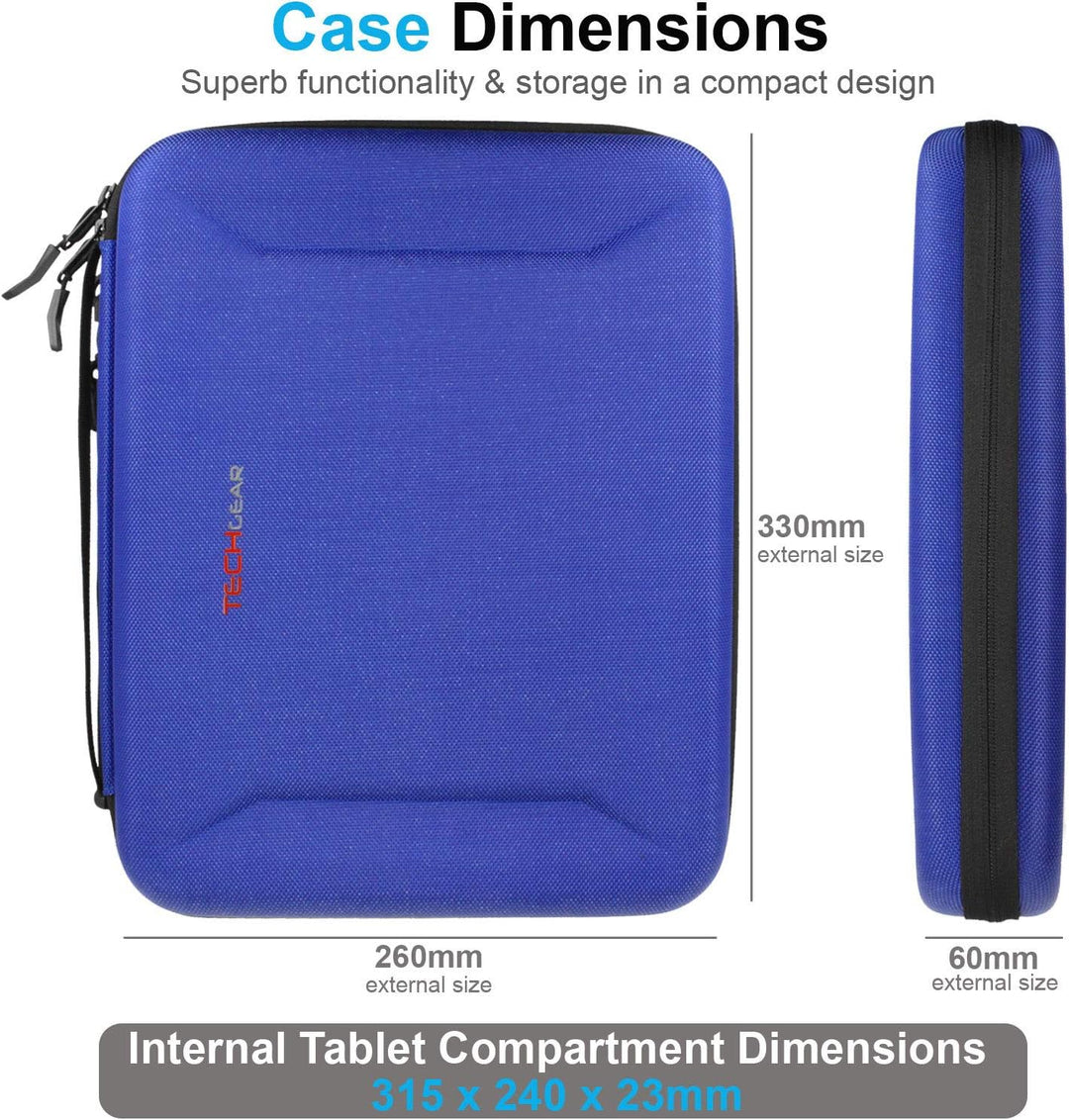 TECHGEAR Portfolio Organizer Tasche, Hartschale mit Riemen USB Kabel iPad Stift Halter und Griff Sch
