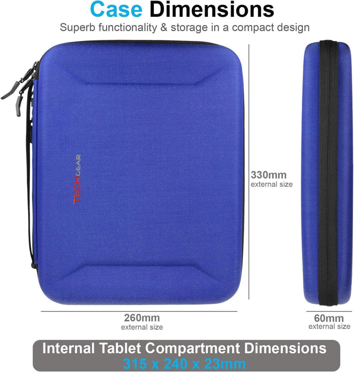 TECHGEAR Portfolio Organizer Tasche, Hartschale mit Riemen USB Kabel iPad Stift Halter und Griff Sch