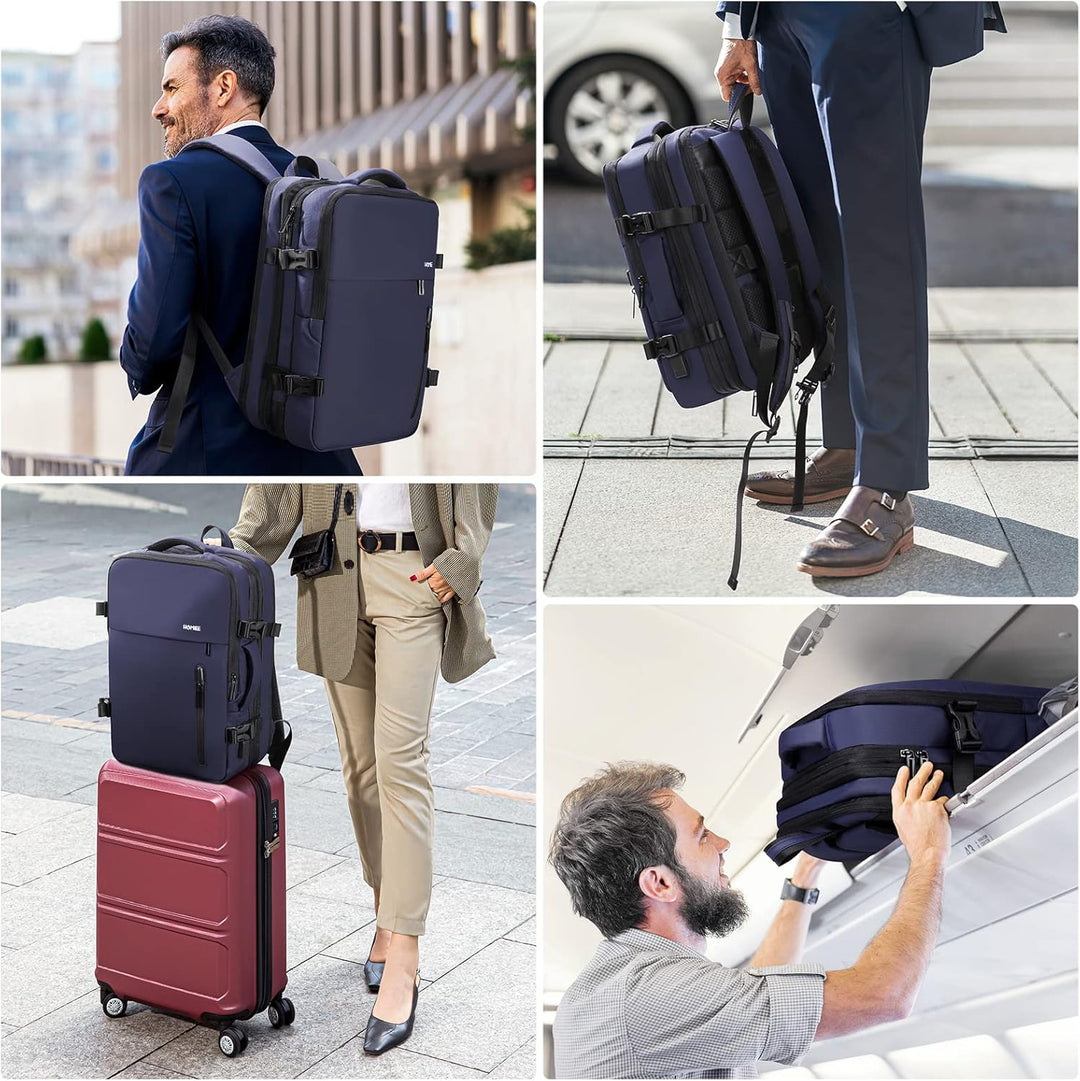 HOMIEE Handgepäck Reiserucksack, Supergross Laptop Rucksack Erweiterbar Diebstahlsicher Wasserabweis