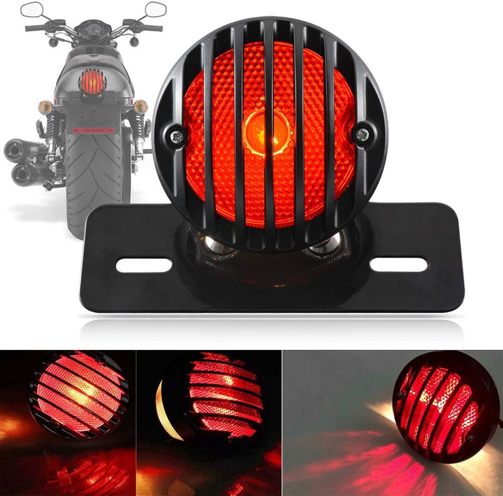 Katur Motorrad-Rücklicht für Harley Bobber Chopper Custom April IA Mana, Schwarz, 1 Stück