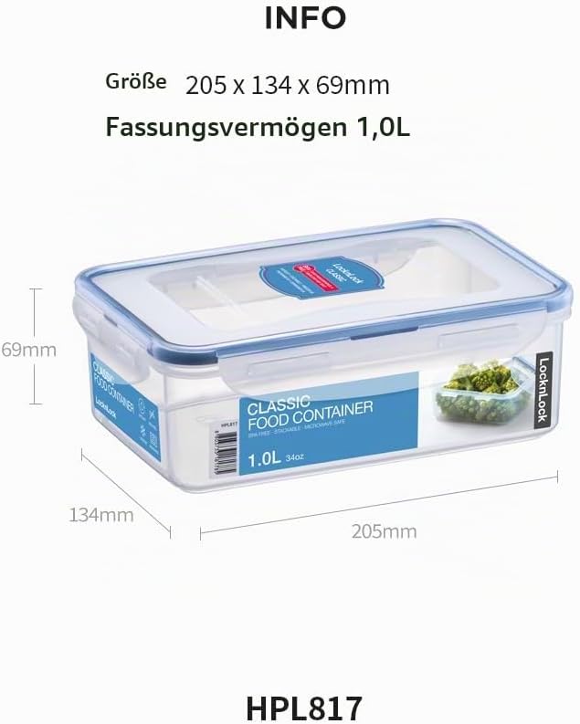 Lock &amp; Lock Frischhaltedosen im 4er Set – stapelbare Vorratsdosen aus hochwertigem, transparentem Ku