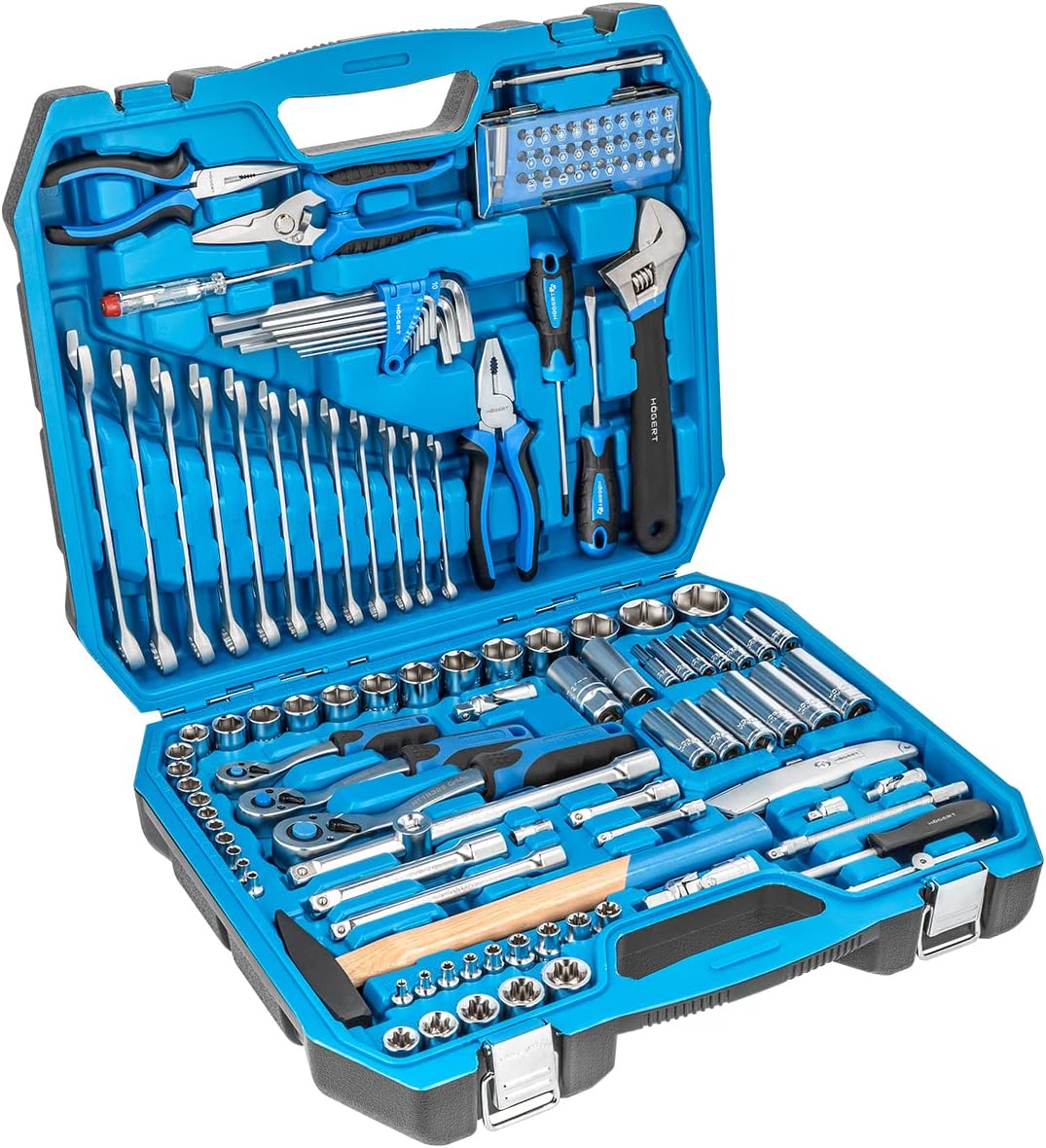 Högert Technik - Werkzeugset I Steckschlüssel, Bits und Zubehör I Chrom-Vanadium-Legierungsstahl I G