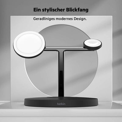 Belkin BoostCharge Pro drahtloses 3-in-1-Ladegerät mit MagSafe für iPhone 15, 14, 13, 12 + Apple Wat