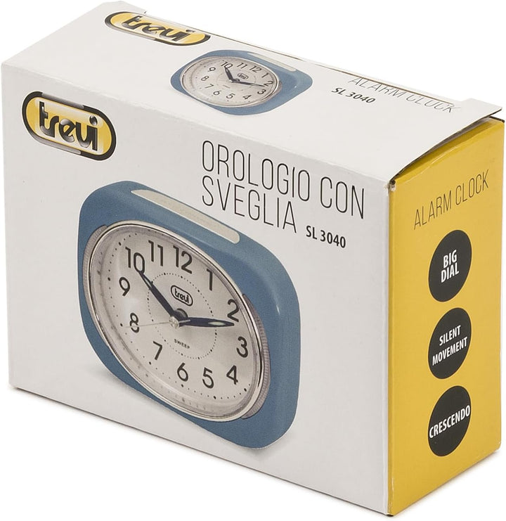 Trevi Retro Nachttisch/Reisewecker mit LED-Hintergrundbeleuchtung und leisem Sweep-Sekundenzeiger, K