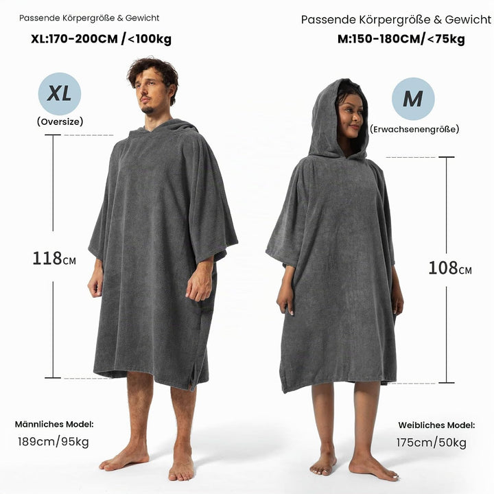 Winthome Poncho Schnelles Trocknen, Badeponcho Strand Umziehhilfe, Surf Poncho Leichtgewicht mit Tas