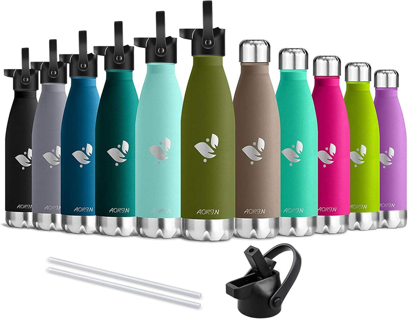 AORIN Vakuum-Isolierte Trinkflasche - 350ml/500ml/750ml - Wasserflasche BPA-Frei,24 H Kühlen & 12 H