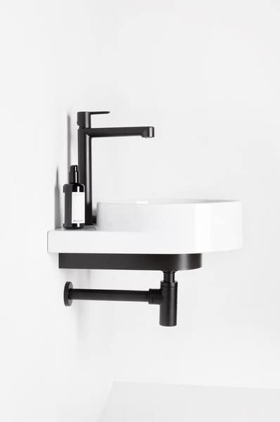 RAVAK Waschbecken-Set mit Original-Einbauregal und Schwarz Zubehör, Waschbecken zur Wandmontage mit