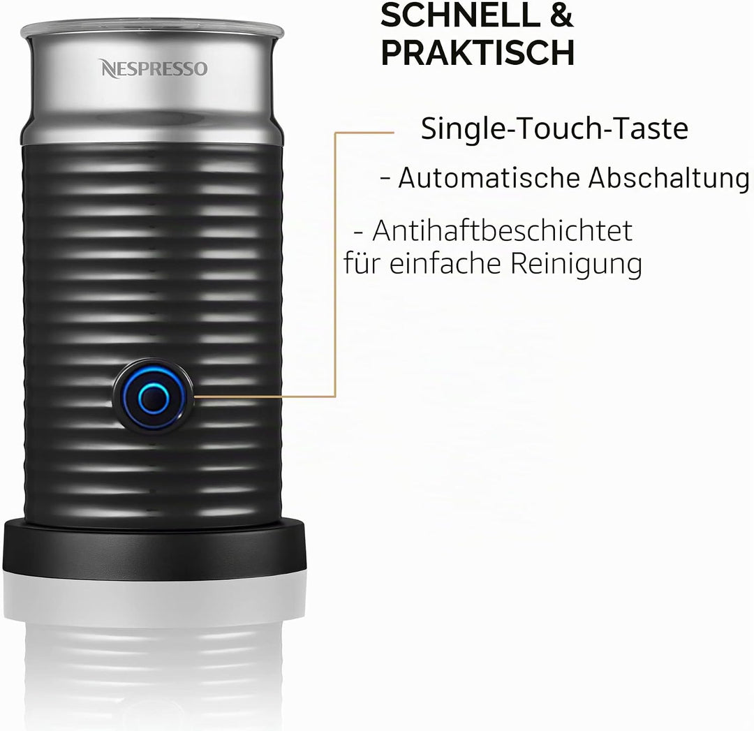 Nespresso Aeroccino3 Milchaufschäumer, Einheitsgrösse, Schwarz, Milchaufschäumer