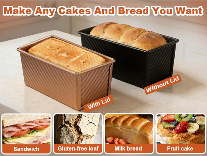Brotbackformen mit Deckel Toastbrot Backform, Toast Brot Backform 2,2 Lb Teigkapazität Rechteckige L
