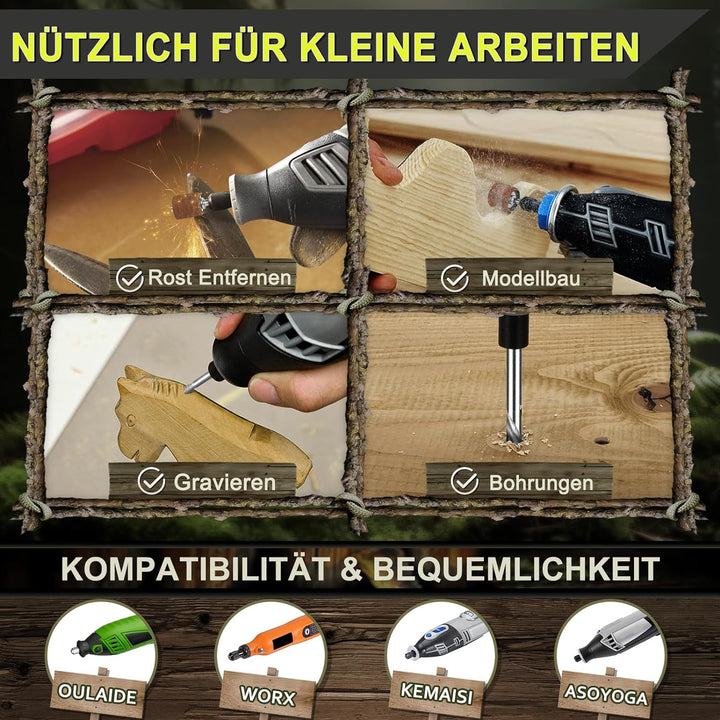 moveland 𝟓𝟎𝟎 𝐏𝐂𝐒 Mehrzweck Zubehörset - Stabiles Rotationswerkzeug Zubehör Set für Detailarbeiten -
