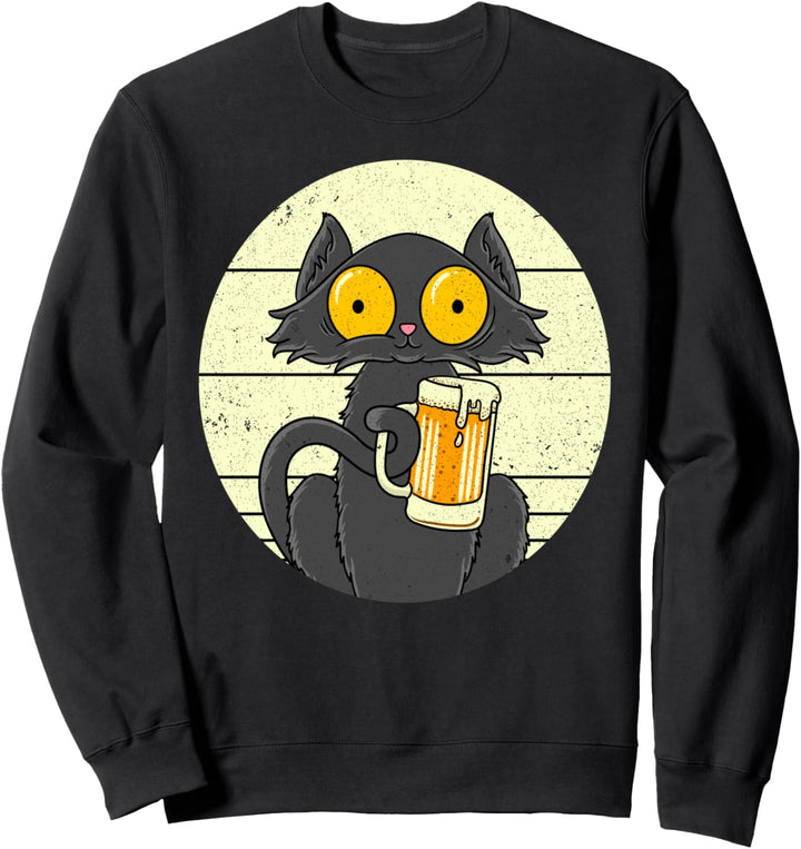 Süsse Schwarze Katze Bierkatze Bier Katzen Miau Rauschkatze Sweatshirt