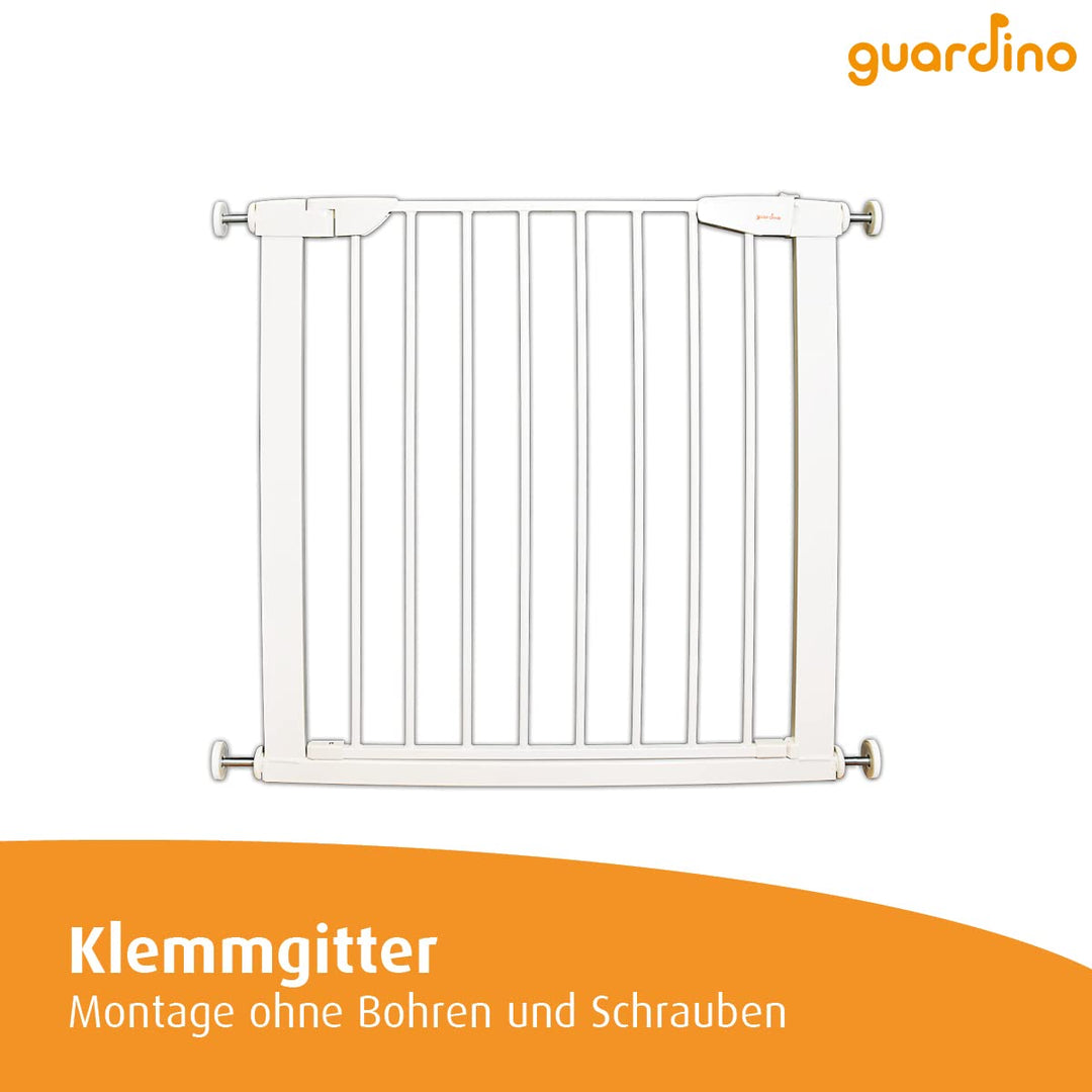 Guardino Türschutzgitter erweiterbar bis 109 cm - Treppenschutzgitter ohne Bohren, 75-81 cm, Weiss,