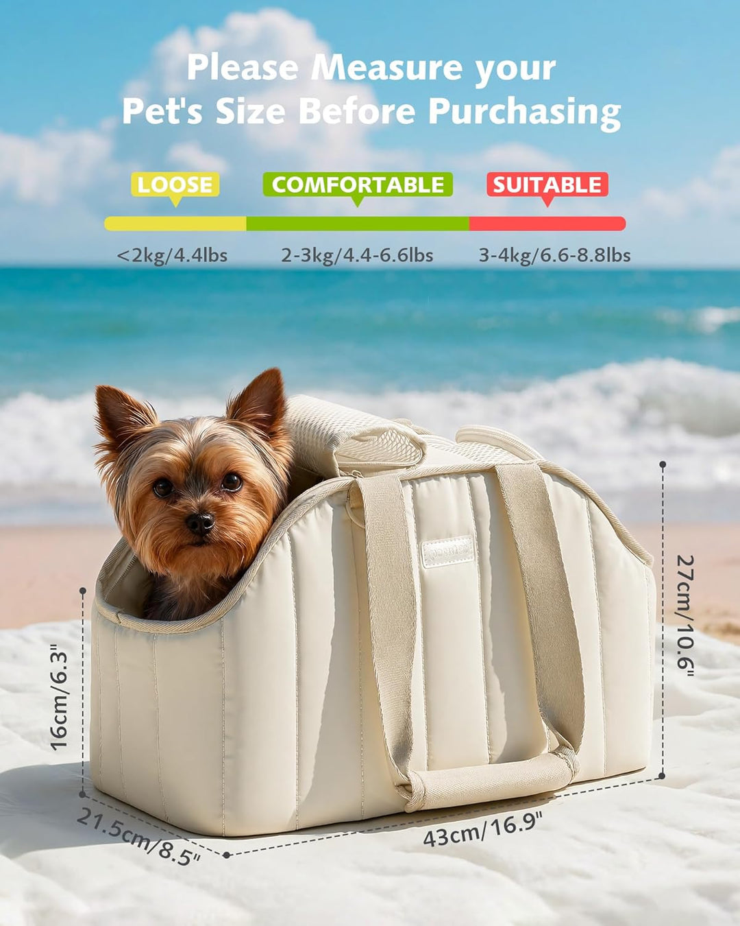 pecute Hundetasche für Kleine Hunde 4kg, Tragetasche Hund Hundetragetasche Leichte, Faltbare Hundetr