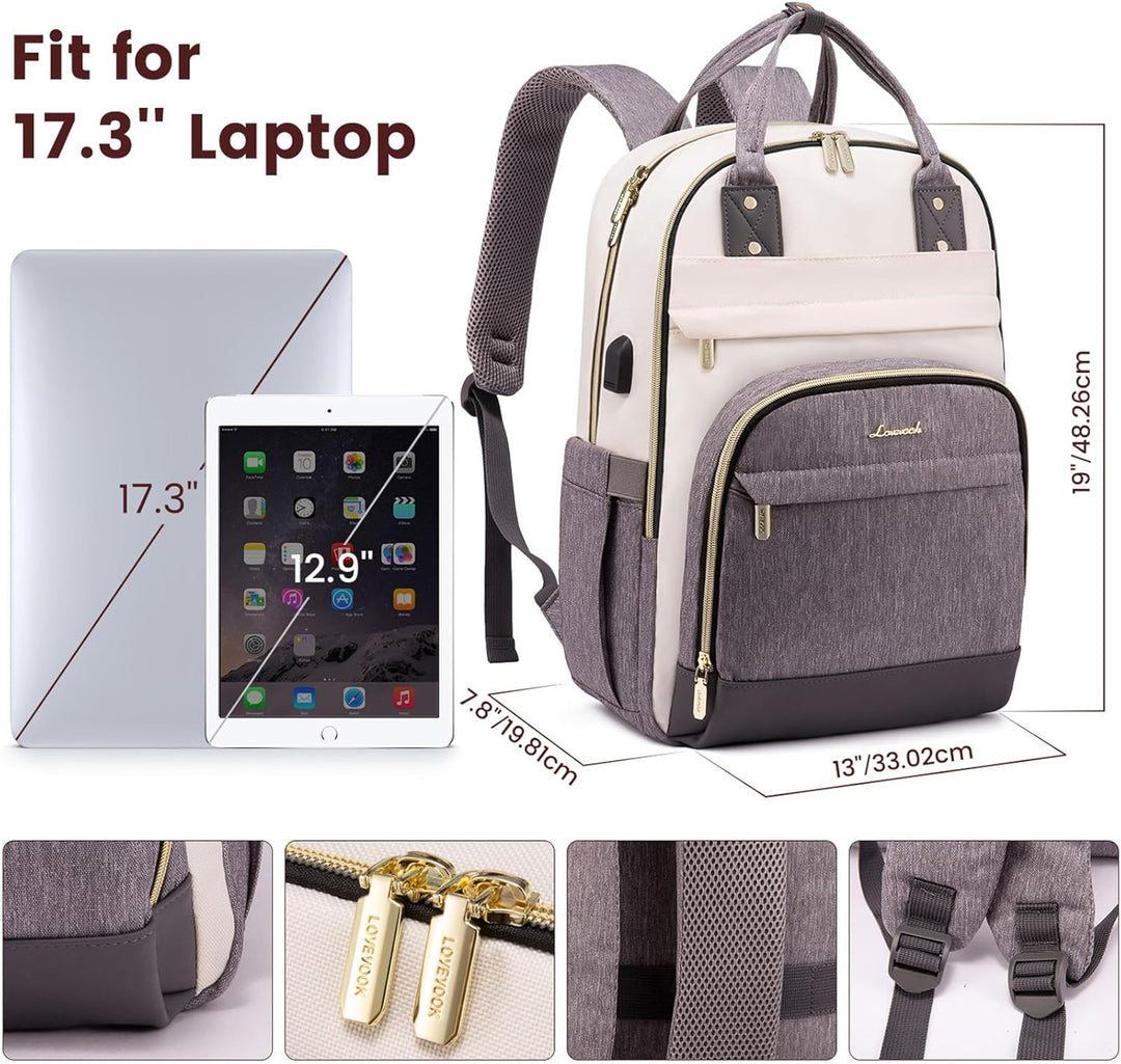 LOVEVOOK Rucksack Damen Laptop Rucksack 17 Zoll Schulrucksack Mädchen Teenager Wasserdicht Schultasc