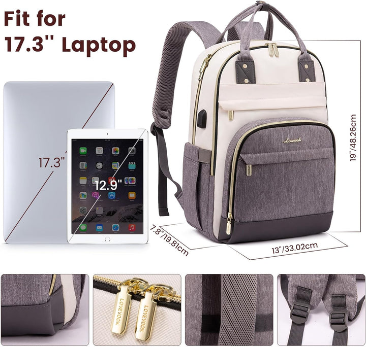 LOVEVOOK Rucksack Damen Laptop Rucksack 17 Zoll Schulrucksack Mädchen Teenager Wasserdicht Schultasc
