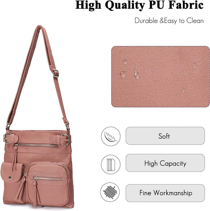 FANDARE Leichte Schultertasche Umhängetaschen Damen Schulranzen Handtaschen Klein Frauen PU Leder Wa