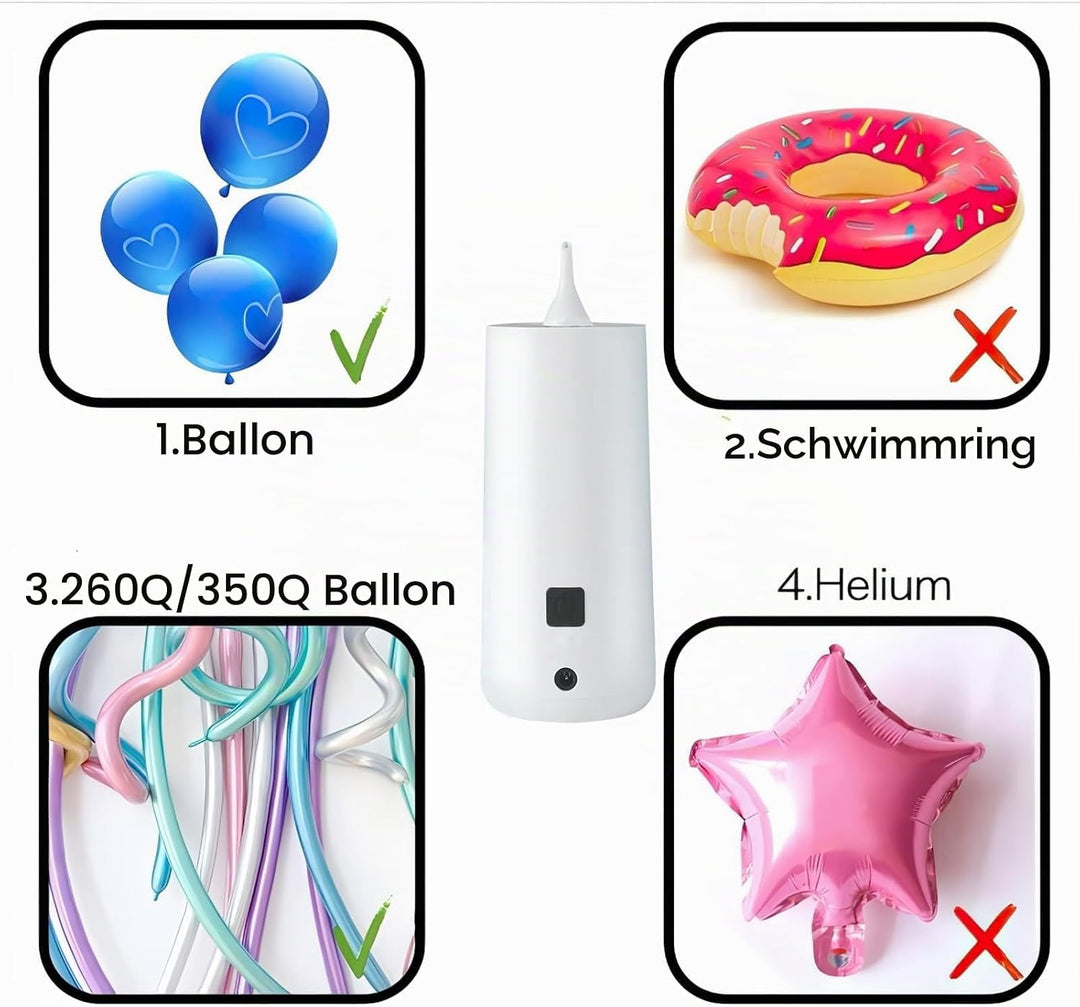 OBEST Luftballonpumpe Elektrisch Ballonpumpe Tragbare | Mini Ballon Aufblasgerät für lange Runde Bal