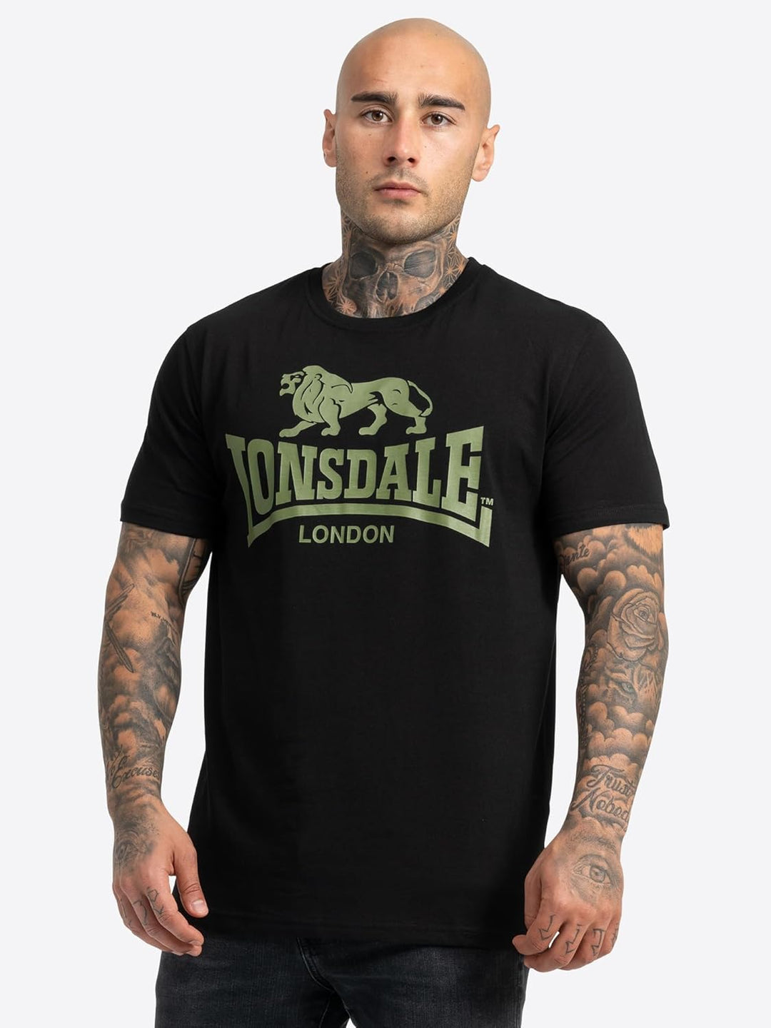 Lonsdale Herren T-Shirt Doppelpack Bangor Doppelpack S Black/Olive, S Black/Olive