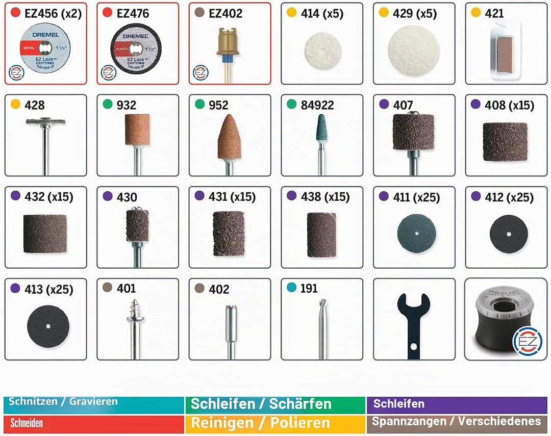 Dremel Drehwerkzeugzubehör-Set, 710-08, 160 Zubehörteile, EZ Lock Technology, 3,2 mm Schaft, Schneid