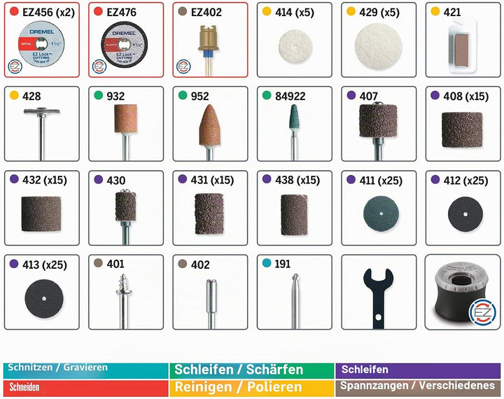 Dremel Drehwerkzeugzubehör-Set, 710-08, 160 Zubehörteile, EZ Lock Technology, 3,2 mm Schaft, Schneid