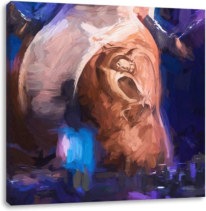 Pixxprint Sexy Frau am Plattenpult / 70x70cm Leinwandbild bespannt auf Holzrahmen/Wandbild Kunstdruc