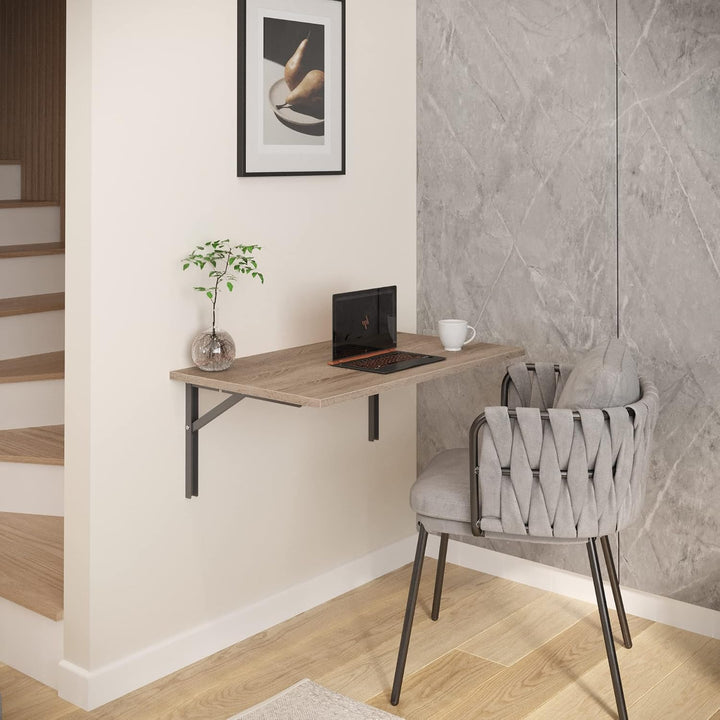 AKKE Klapptisch Wandklapptisch Esstisch - Klappbar Faltbar Platzsparend - Rechteckig - 80cm x 50cm -