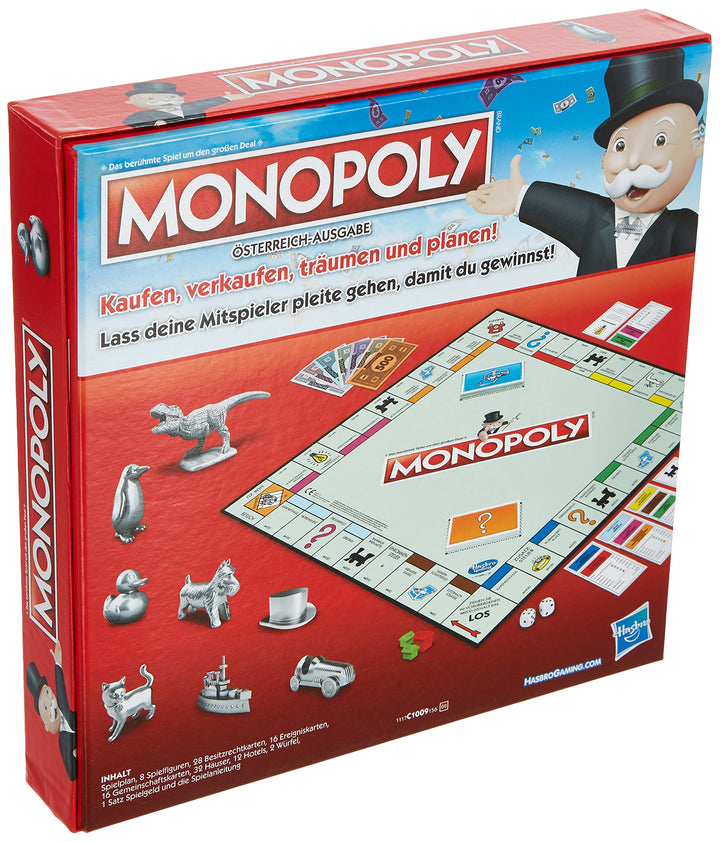 Hasbro Gaming C1009156 - Monopoly Classic österreichische Version Familienspiel Single, Single