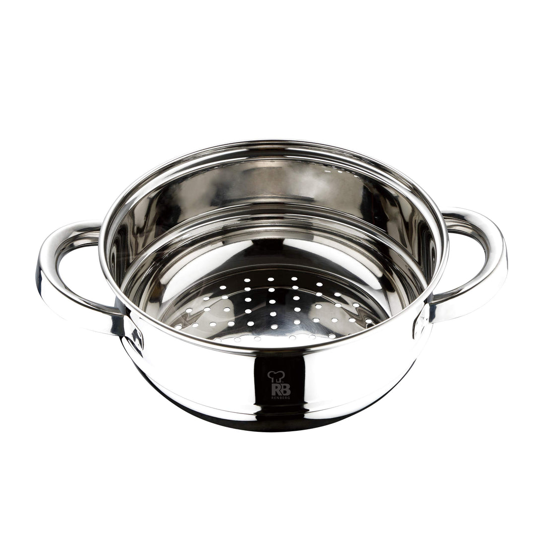 RB Renberg Steam Chef - Stainless Steel Steamer Pot - 18 cm - Bright Finish - Silver Hollow Handle -